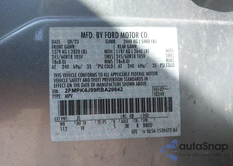 2024 Ford Edge Sel from USA, damaged, VIN 2FMPK4J99RBA29842